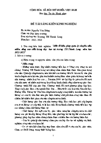 Sáng kiến kinh nghiệm Một số biện pháp quản lý chuyên môn nhằm nâng cao chất lượng dạy học tại trường TH Thành Long