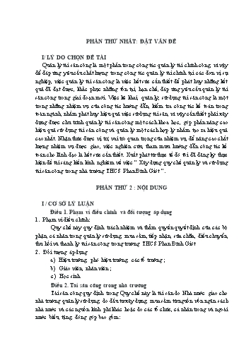 Sáng kiến kinh nghiệm Một số biện pháp xây dựng quy chế quản lý, sử dụng tài sản công trong trường học