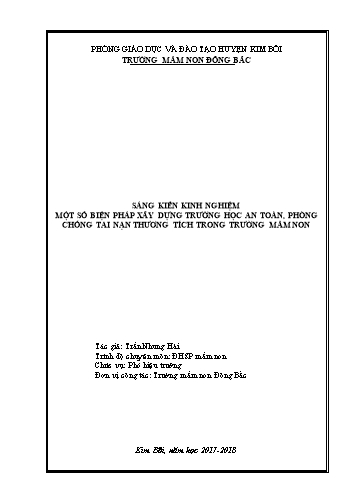 Sáng kiến kinh nghiệm Một số biện pháp xây dựng trường học an toàn, phòng chống tai nạn thương tích cho trẻ trong trường mầm non