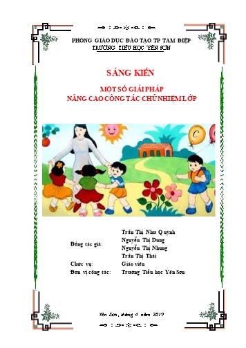 Sáng kiến kinh nghiệm Một số giải pháp nâng cao công tác chủ nhiệm lớp