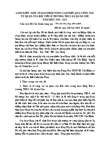 Sáng kiến kinh nghiệm Một số giải pháp nâng cao hiệu quả công tác tự quản của đội viên ở trường THCS xã Quân Chu