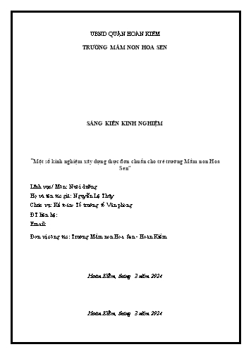 Sáng kiến kinh nghiệm Một số kinh nghiệm xây dựng thực đơn chuẩn cho trẻ ở trường Mầm non Hoa Sen