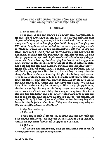 Sáng kiến kinh nghiệm Nâng cao chất lượng trong công tác kiểm sát việc giải quyết các vụ, việc dân sự