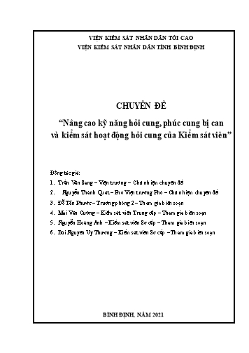 Sáng kiến kinh nghiệm Nâng cao kỹ năng hỏi cung, phúc cung bị can và kiểm sát hoạt động hỏi cung của Kiểm sát viên