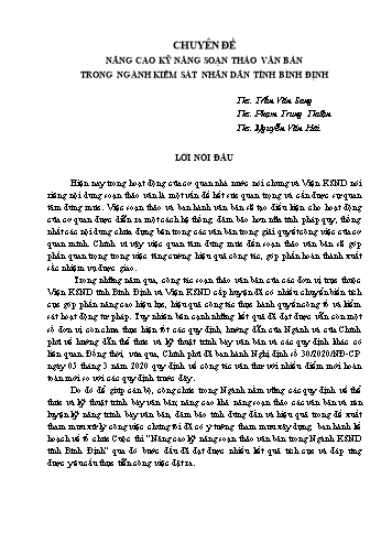 Sáng kiến kinh nghiệm Nâng cao kỹ năng soạn thảo văn bản trong ngành kiểm sát nhân dân tỉnh Bình Định