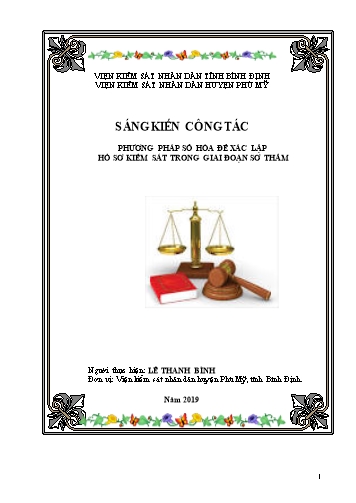 Sáng kiến kinh nghiệm Phương pháp số hóa để xác lập hồ sơ kiểm sát trong giai đoạn sơ thẩm