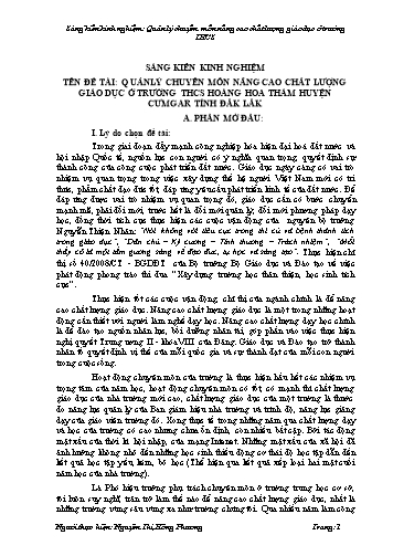 Sáng kiến kinh nghiệm Quản lý chuyên môn nâng cao chất lượng giáo dục ở trường THCS Hoàng Hoa Thám