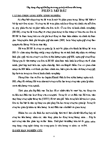 Sáng kiến kinh nghiệm Ứng dụng phần mềm Công nghệ thông tin trong quản lý tiền lương và nhân sự