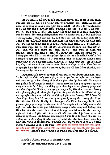SKKN Biện pháp bồi dưỡng nâng cao chất lượng đội ngũ giáo viên trường THCS nhằm đáp ứng yêu cầu dạy học, giáo dục hiện nay