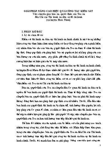 SKKN Giải pháp nâng cao hiệu quả công tác việc chuyển giao bản án, Quyết định của Tòa án đến Chi cục Thi hành án dân sự để thi hành tại Thị xã Hoài Nhơn