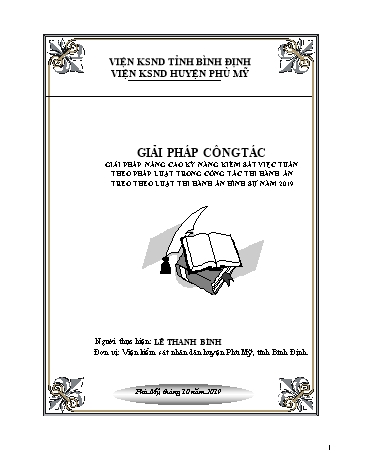 SKKN Giải pháp nâng cao kỹ năng kiểm sát việc tuân theo pháp luật trong công tác thi hành án treo theo Luật thi hành án hình sự 2019