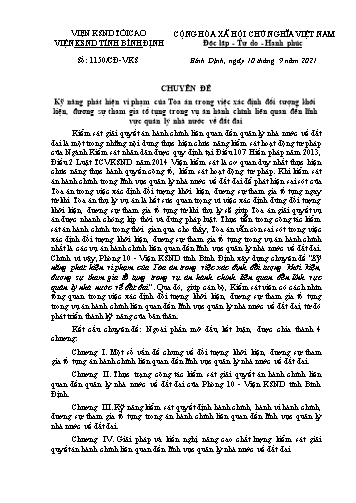 SKKN Kỹ năng phát hiện vi phạm của Tòa án trong việc xác định đối tượng khởi kiện, đương sự tham gia tố tụng trong vụ án hành chính liên quan đến lĩnh vực QLNN về đất đai
