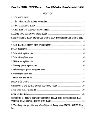 SKKN Một số biện pháp giáo dục học sinh Trung tâm GDNN-GDTX Yên Lạc trong giờ sinh hoạt chủ nhiệm bằng phương pháp dạy học tích cực