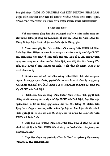 SKKN Một số giải pháp cải tiến phương pháp làm việc của người cán bộ tổ chức nhằm nâng cao hiệu quả công tác tổ chức cán bộ của viện KSND tỉnh Bình Định