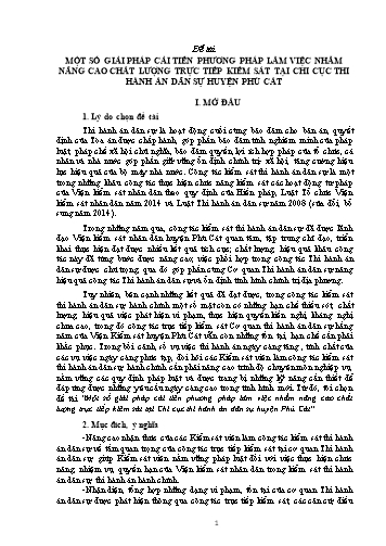 SKKN Một số giải pháp cải tiến phương pháp làm việc nhằm nâng cao chất lượng trực tiếp kiểm sát tại Chi cục thi hành án dân sự huyện Phù Cát