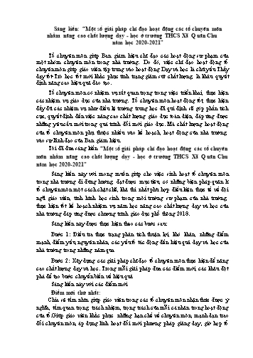 SKKN Một số giải pháp chỉ đạo hoạt động các tổ chuyên môn nhằm nâng cao chất lượng dạy, học ở trường THCS xã Quân Chu