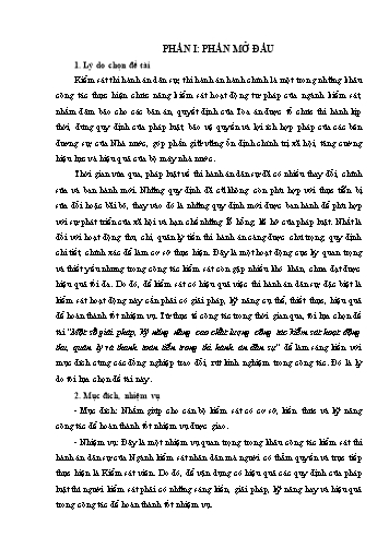SKKN Một số giải pháp, kỹ năng nâng cao chất lượng công tác kiểm sát hoạt động thu, quản lý và thanh toán tiền trong thi hành án dân sự