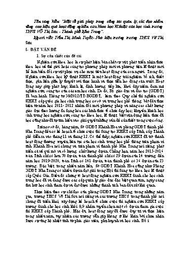 SKKN Một số giải pháp trong công tác quản lý, chỉ đạo nhằm nâng cao hiệu quả hoạt động nghiên cứu khoa học kĩ thuật của học sinh trường THCS Võ Thị Sáu