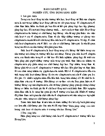 Sáng kiến kinh nghiệm Biện pháp nâng cao chất lượng sinh hoạt tổ chuyên môn ở trường Tiểu học Hoàng Lâu