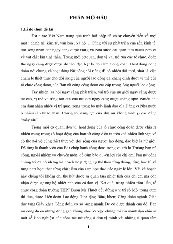 Sáng kiến kinh nghiệm Công tác nữ công ở trường Trung học phổ thông