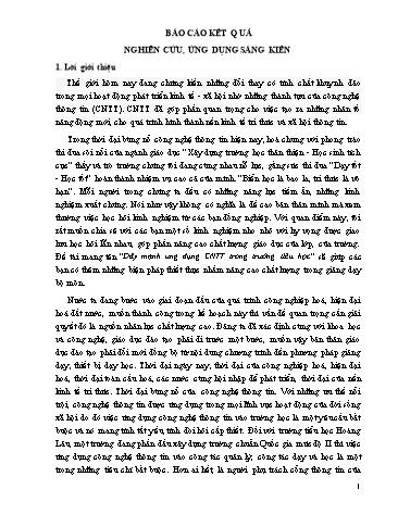 Sáng kiến kinh nghiệm Đẩy mạnh ứng dụng Công nghệ thông tin trong trường Tiểu học Hoàng Lâu
