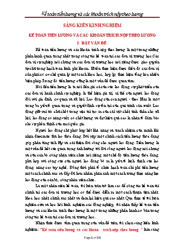 Sáng kiến kinh nghiệm Kế toán tiền lương và các khoản trích nộp theo lương