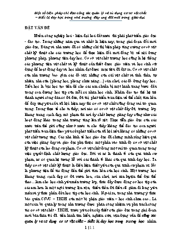 Sáng kiến kinh nghiệm Một số biện pháp chỉ đạo công tác quản lý và sử dụng cơ sở vật chất, thiết bị dạy học trong nhà trường đáp ứng đổi mới trong giáo dục