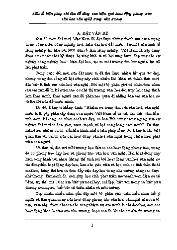 Sáng kiến kinh nghiệm Một số biện pháp chỉ đạo để nâng cao hiệu quả hoạt động phong trào văn hoá văn nghệ trong nhà trường