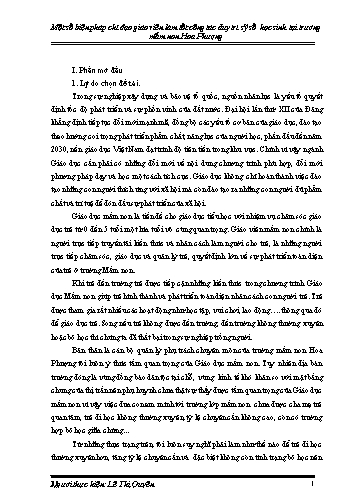 Sáng kiến kinh nghiệm Một số biện pháp chỉ đạo giáo viên làm tốt công tác duy trì sĩ số học sinh tại trường mầm non Hoa Phượng