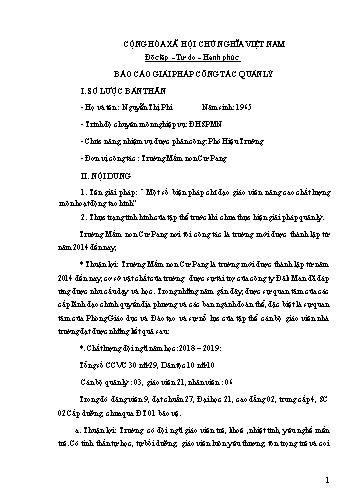 Sáng kiến kinh nghiệm Một số biện pháp chỉ đạo giáo viên nâng cao chất lượng môn hoạt động tạo hình
