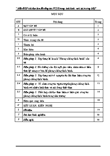 Sáng kiến kinh nghiệm Một số biện pháp chỉ đạo làm tốt công tác phòng chống dịch bệnh trong tình hình mới tại trường mầm non