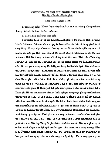Sáng kiến kinh nghiệm Một số biện pháp đảm bảo an toàn, phòng, chống tai nạn thương tích cho trẻ trong trường mầm non