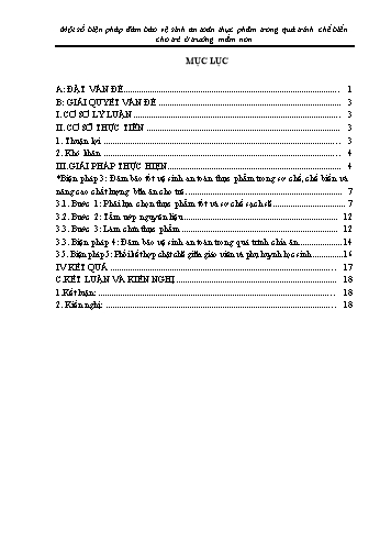 Sáng kiến kinh nghiệm Một số biện pháp đảm bảo vệ sinh an toàn thực phẩm trong quá trình chế biến cho trẻ ở trường mầm non