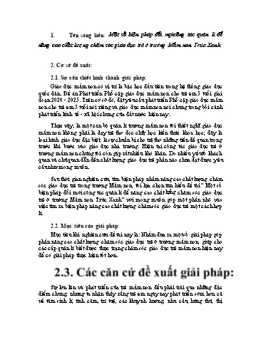 Sáng kiến kinh nghiệm Một số biện pháp đổi mới công tác quản lý để nâng cao chất lượng chăm sóc giáo dục trẻ ở trường Mầm non Trúc Xanh