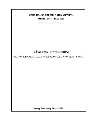 Sáng kiến kinh nghiệm Một số biện pháp giáo dục kỹ năng sống cho trẻ 5-6 tuổi Trường Mầm non Hồng Thủy