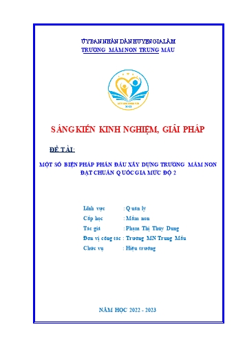 Sáng kiến kinh nghiệm Một số biện pháp phấn đấu xây dựng trường Mầm non đạt chuẩn Quốc gia mức độ 2