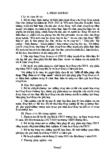 Sáng kiến kinh nghiệm Một số biện pháp xây dựng Công đoàn cơ sở vững mạnh