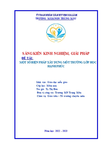 Sáng kiến kinh nghiệm Một số biện pháp xây dựng môi trường lớp học hạnh phúc