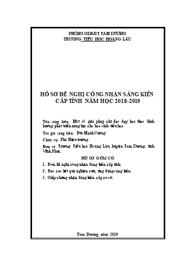 Sáng kiến kinh nghiệm Một số giải pháp chỉ đạo dạy học theo định hướng phát triển năng lực cho học sinh Tiểu học Hoàng Lâu
