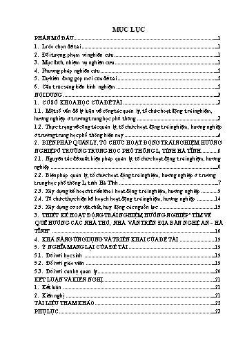 Sáng kiến kinh nghiệm Một số giải pháp nâng cao công tác quản lý, tổ chức hoạt động trải nghiệm, hướng nghiệp ở trường THPT