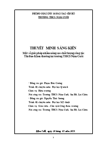 Sáng kiến kinh nghiệm Một số giải pháp nhằm nâng cao chất lượng công tác Thi đua, khen thưởng tại trường THCS Nậm Cuổi