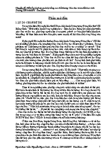 Sáng kiến kinh nghiệm Một số giải pháp quản lý nâng cao chất lượng giáo dục toàn diện học sinh trường THCS&THPT Bàu Hàm