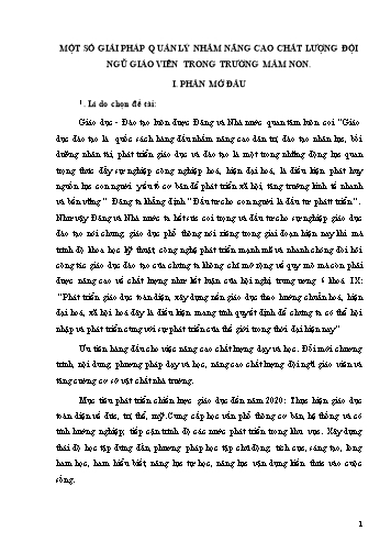 Sáng kiến kinh nghiệm Một số giải pháp quản lý nhằm nâng cao chất lượng đội ngũ giáo viên trong trường Mầm non