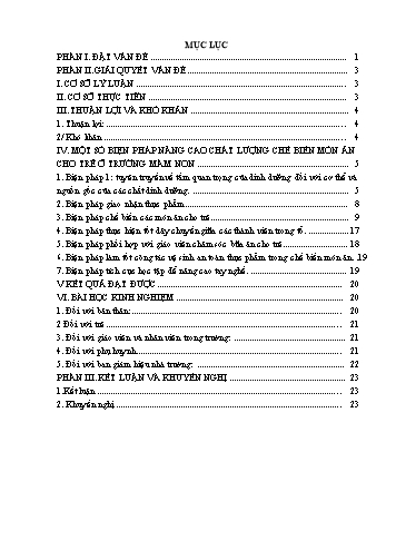 Sáng kiến kinh nghiệm Một số kinh nghiệm chế biến món ăn cho trẻ và vệ sinh an toàn thực phẩm trong trường mầm non