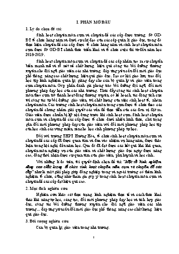 Sáng kiến kinh nghiệm Một số kinh nghiệm nâng cao chất lượng tổ chức sinh hoạt chuyên môn cụm và Chuyên đề các cấp