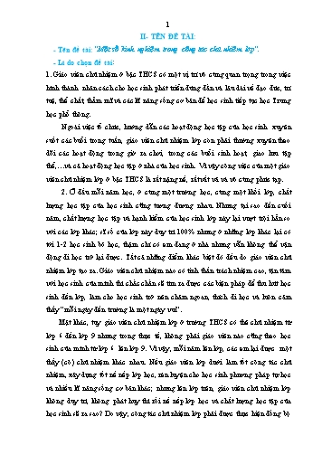 Sáng kiến kinh nghiệm Một số kinh nghiệm trong công tác chủ nhiệm lớp năm học 2022-2023