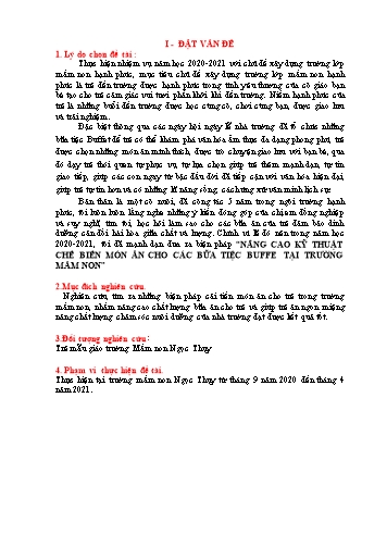 Sáng kiến kinh nghiệm Nâng cao kỹ thuật chế biến món ăn cho các bữa tiệc buffet tại trường mầm non