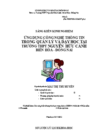 Sáng kiến kinh nghiệm Ứng dụng công nghệ thông tin trong quản lý và dạy học tại trường THPT Nguyễn Hữu Cảnh