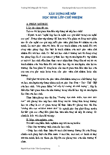 Sáng kiến kinh nghiệm Xây dựng nề nếp học sinh lớp chủ nhiệm