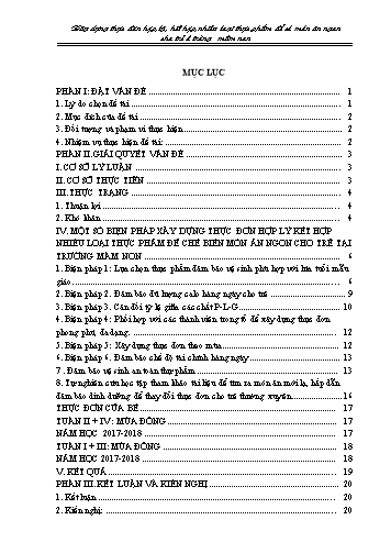 Sáng kiến kinh nghiệm Xây dựng thực đơn hợp lý kết hợp nhiều loại thực phẩm để có món ăn ngon cho trẻ trong trường mầm non